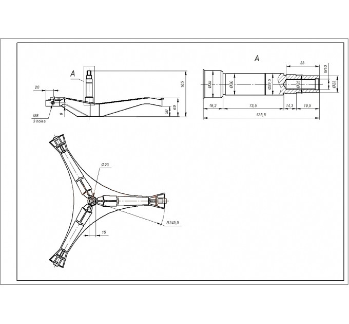 Крестовина для стиральной машины Samsung (H=126 мм) - DC97-15184A /  (аналог EBI cod. 739)