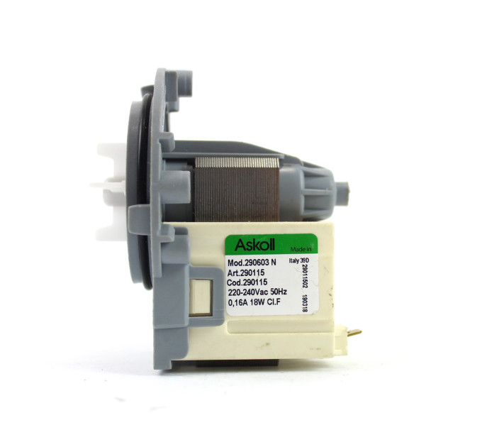 Зливний насос пральної машини Electrolux (Askoll 290603N / Cod.290115), 18 W, під три самореза, клеми знизу