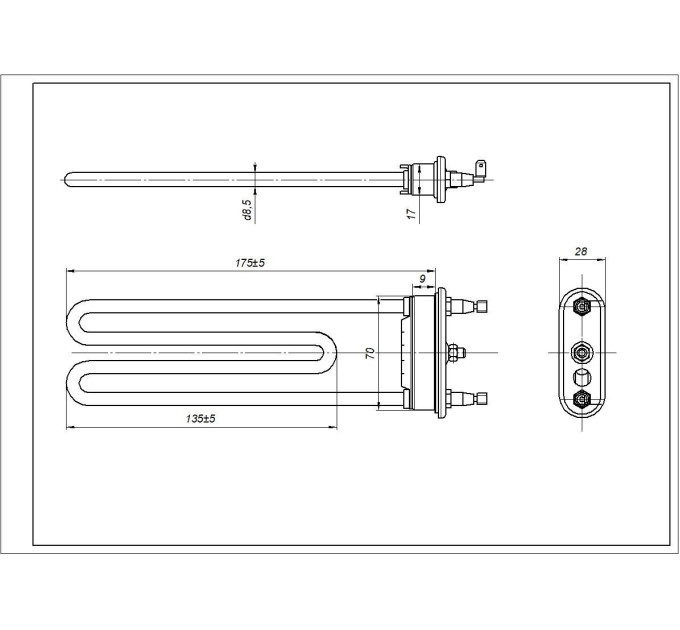 Тэн для стиральных машин LG AEG33121513 TPD 175-SB-1600 Kawai L=175mm 1600W 
