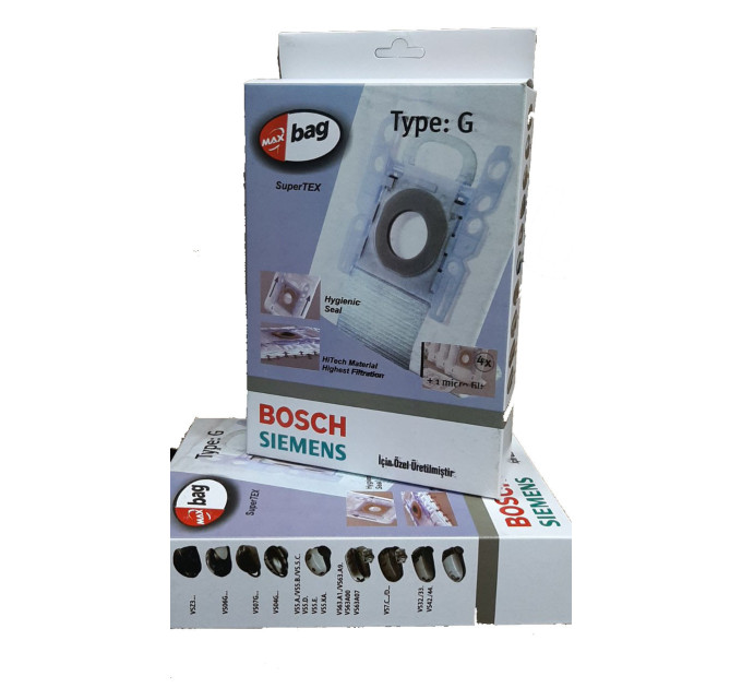 Набір одноразових мішків Max bag SuperTEX Bosch Type G (4 шт + фільтр) (аналог BBZ51FGALL / 00577549)