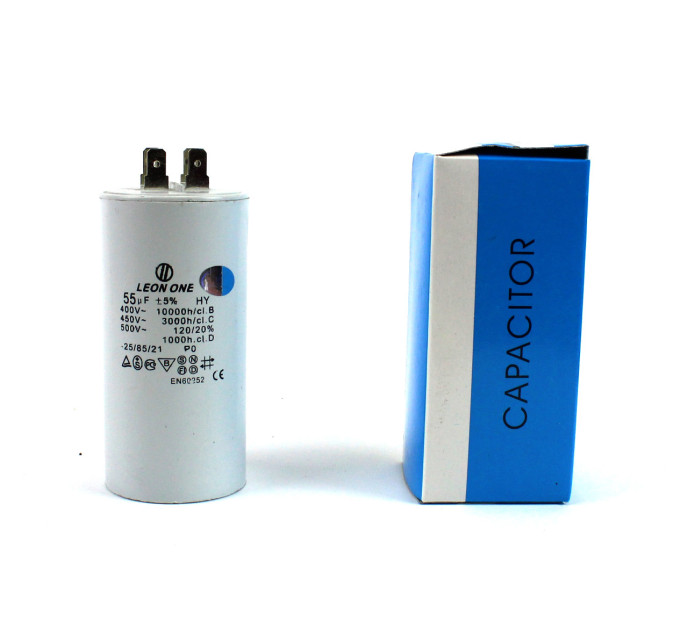 Конденсатор CBB60 55 мкФ 450 V, з клемами (Leon One)