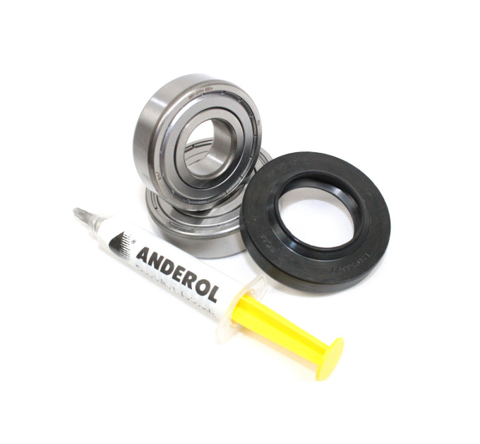 Підшипники для пральної машини Ariston SKF 204, SKF 205, сальник 30х52х10/12 та ремонтна втулка 25*30*14 нерж