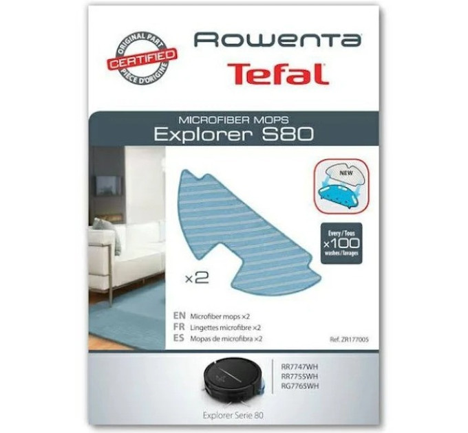 Салфетки из микрофибры для робота-пылесоса Rowenta Explorer Serie 80 - ZR177005