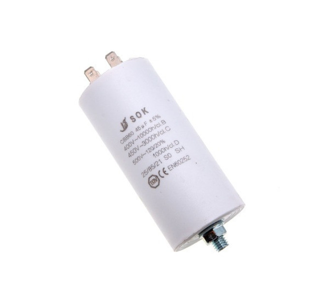 Конденсатор CBB60 45 мкФ 450V, с гайкой (SOK)