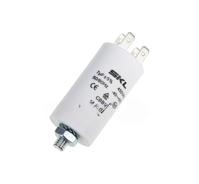 Конденсатор CBB60 7 мкФ 450V, с гайкой (SKL CAP012UN)