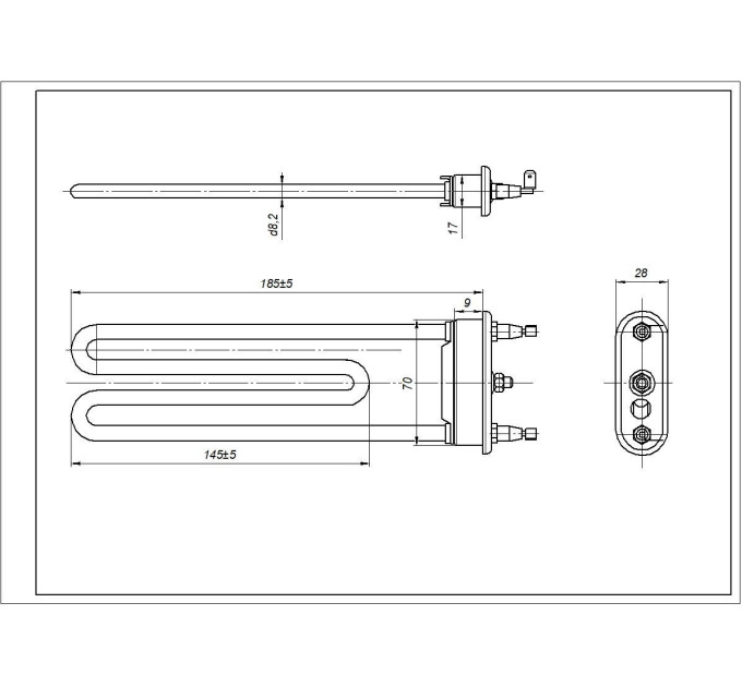 ТЭН 1750W L=185 мм для стиральной машины Electrolux, с термодатчиком (Kawai 3W1700T) - 132737231 / 1326475009