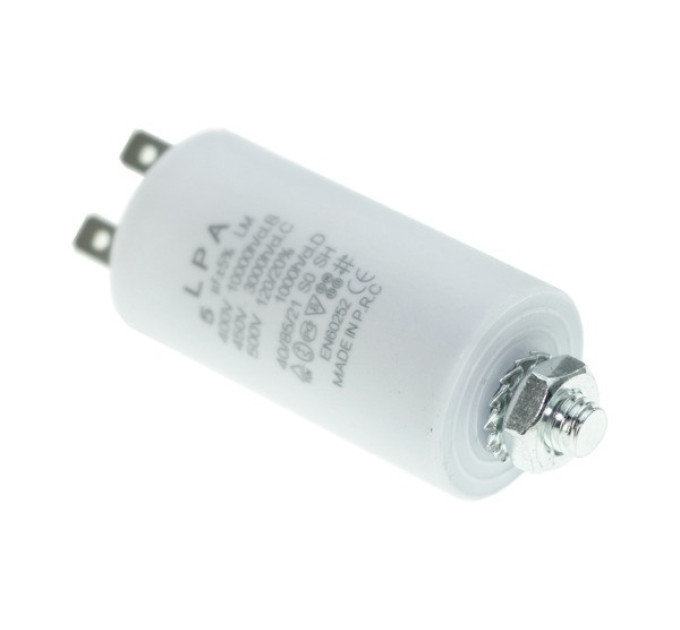 Конденсатор CBB60 5 мкФ 450V, с клеммами, резьбовым креплением и гайкой (LPA)