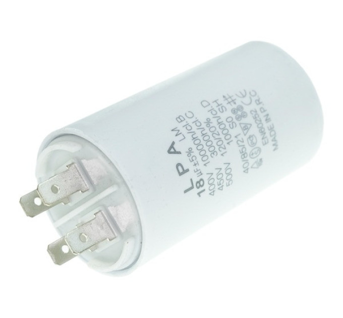 Конденсатор CBB60 18 мкФ 450V, с клеммами, резьбовым креплением и гайкой (LPA)