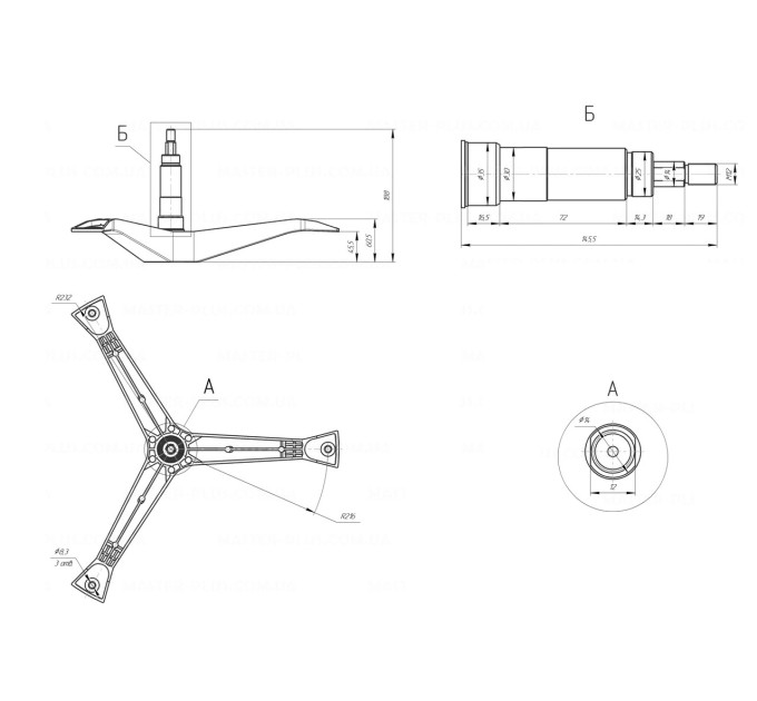 Хрестовина для пральної машини Samsung (H=145 мм, 10кг) - DC97-01115A / DC91-11584A / зам. Cod. 728
