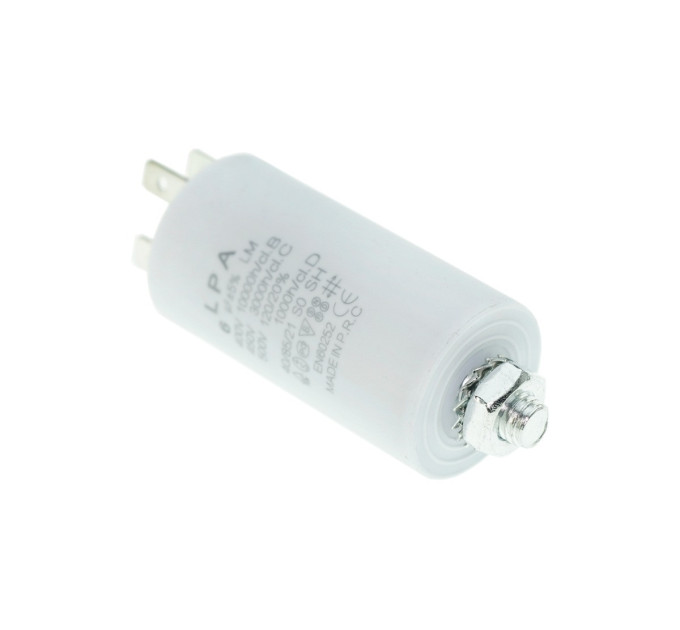 Конденсатор CBB60 6 мкФ 450V, з клемами, різьбовим кріпленням та гайкою (LPA)